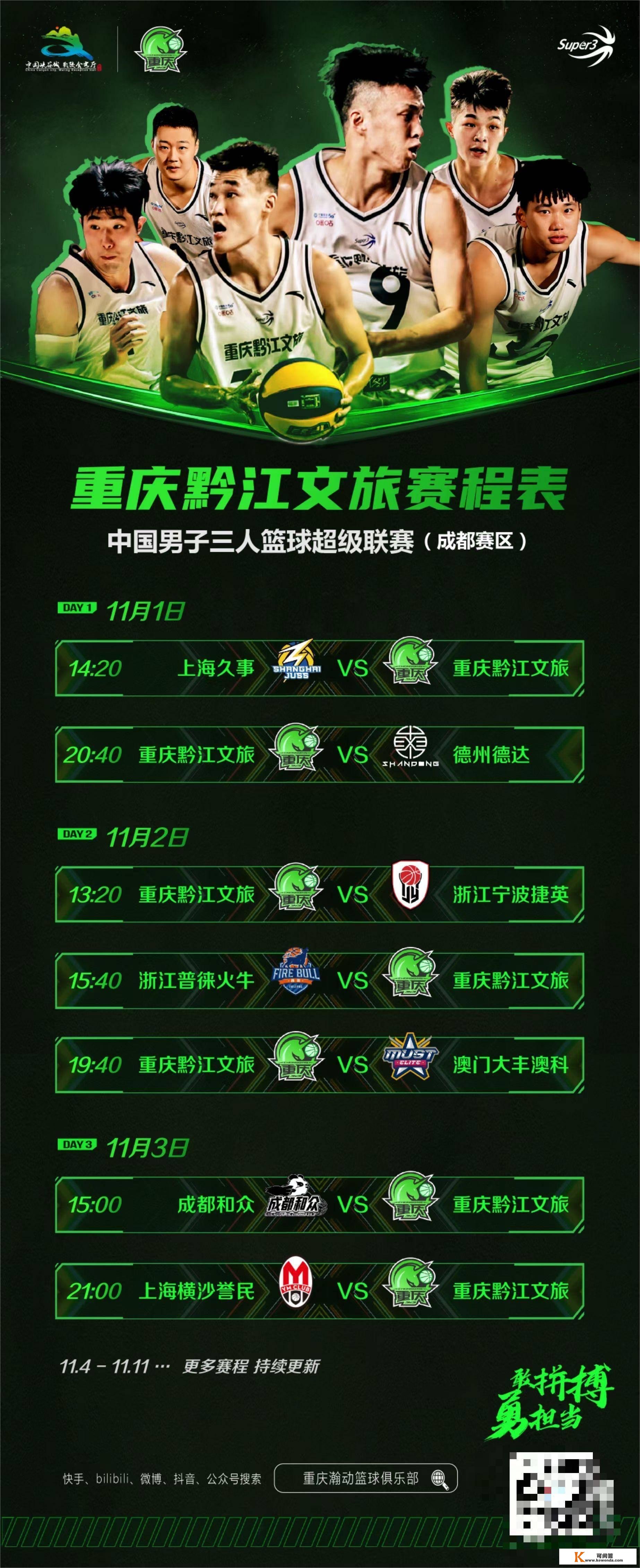 超三联赛（成都赛区）打响 重庆黔江文旅男篮赛程表出炉