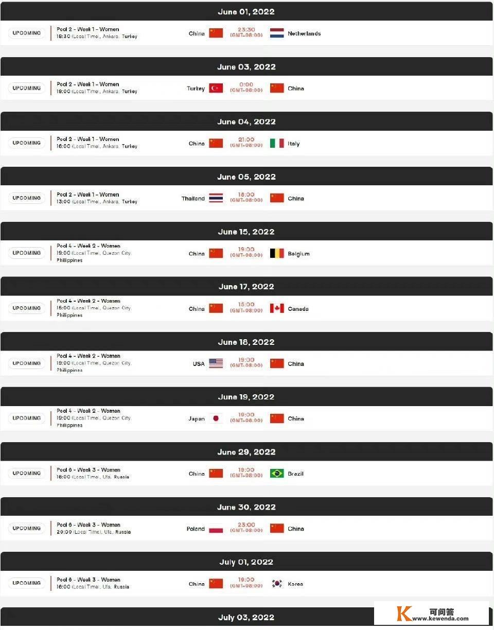 女排国度联赛详细对阵：角逐时间有利不雅赛，持续两天将迎战意土