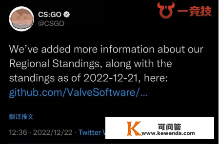 【一竞技资讯】一V社更新CSGO战队排名算法 CNCS将获新开展机遇