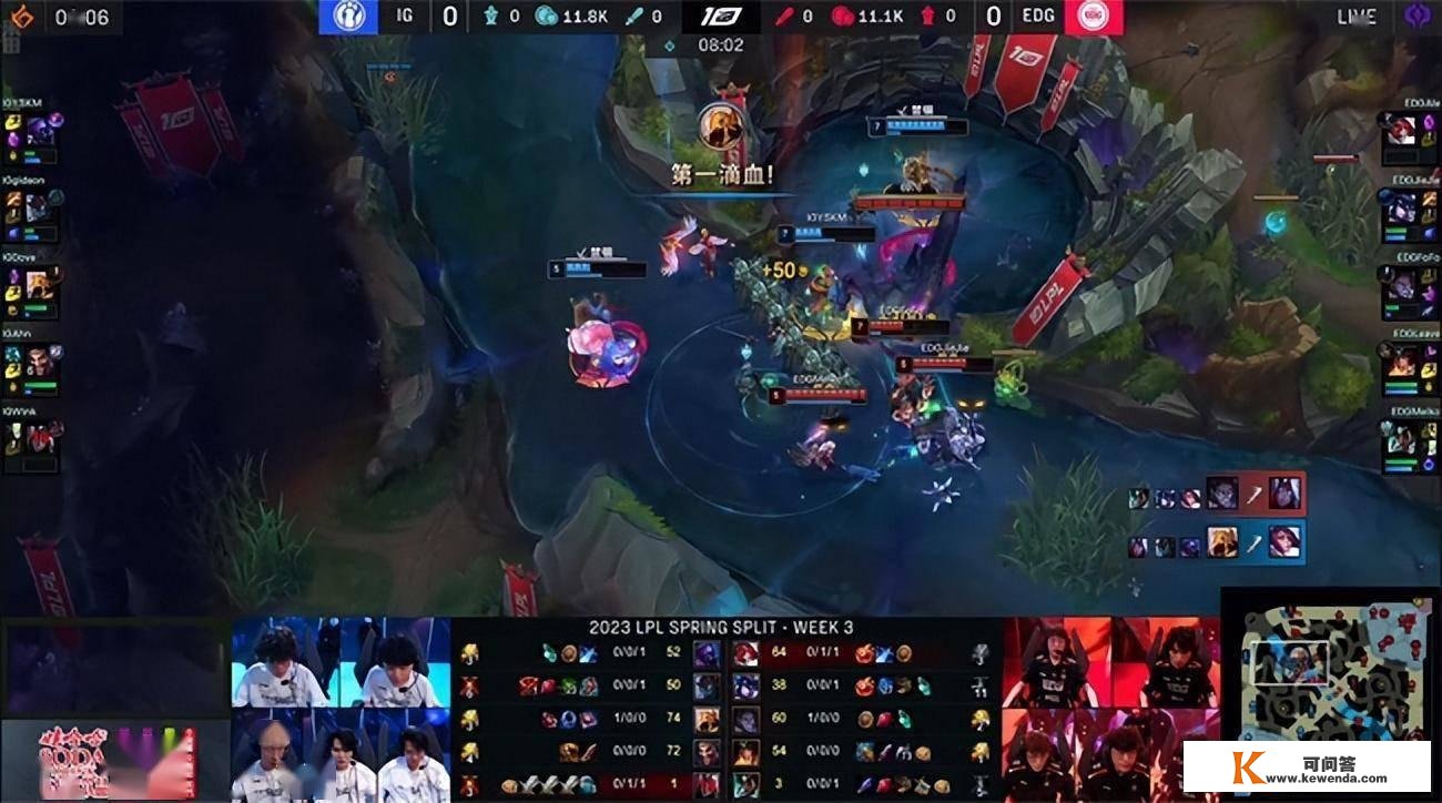 LOL-LPL：YSKM刀妹对位单杀Ale杰斯打穿上路，iG 2-0击败EDG