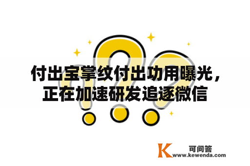 付出宝掌纹付出功用曝光，正在加速研发追逐微信