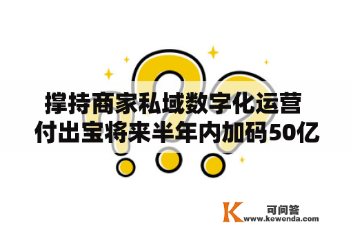 撑持商家私域数字化运营 付出宝将来半年内加码50亿流量补助