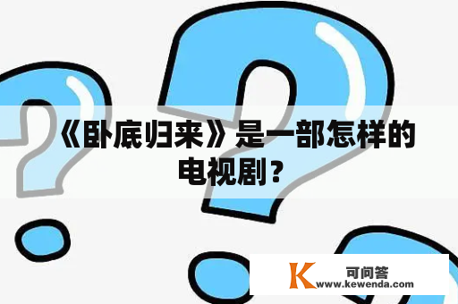 《卧底归来》是一部怎样的电视剧？