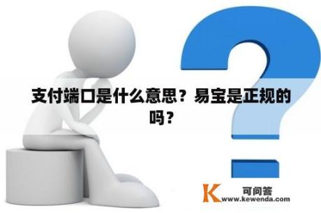 支付端口是什么意思？易宝是正规的吗？