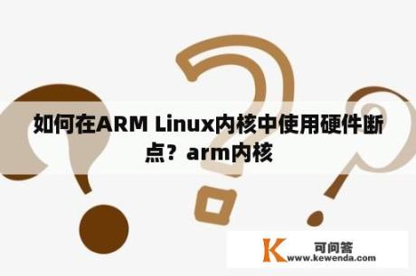 如何在ARM Linux内核中使用硬件断点？arm内核