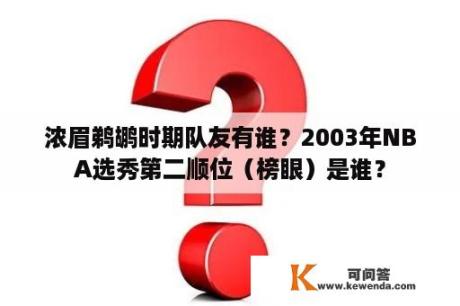 浓眉鹈鹕时期队友有谁？2003年NBA选秀第二顺位（榜眼）是谁？