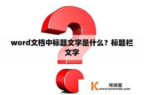 word文档中标题文字是什么？标题栏文字