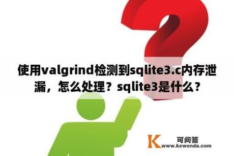 使用valgrind检测到sqlite3.c内存泄漏，怎么处理？sqlite3是什么？