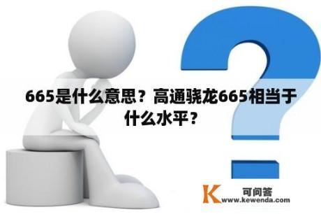 665是什么意思？高通骁龙665相当于什么水平？