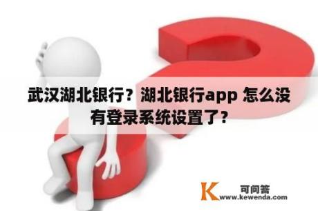 武汉湖北银行？湖北银行app 怎么没有登录系统设置了？