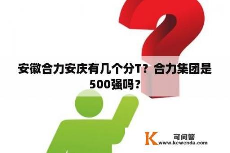 安徽合力安庆有几个分T？合力集团是500强吗？