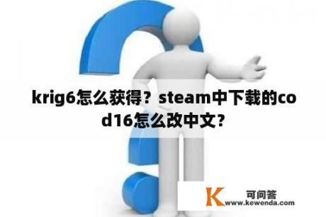 krig6怎么获得？steam中下载的cod16怎么改中文？