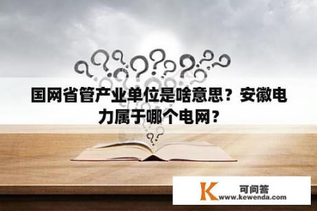 国网省管产业单位是啥意思？安徽电力属于哪个电网？