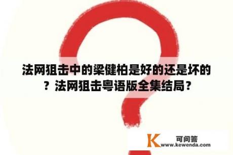 法网狙击中的梁健柏是好的还是坏的？法网狙击粤语版全集结局？