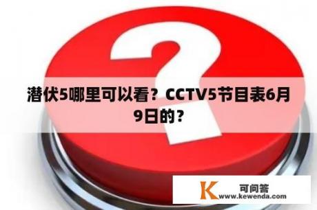潜伏5哪里可以看？CCTV5节目表6月9日的？
