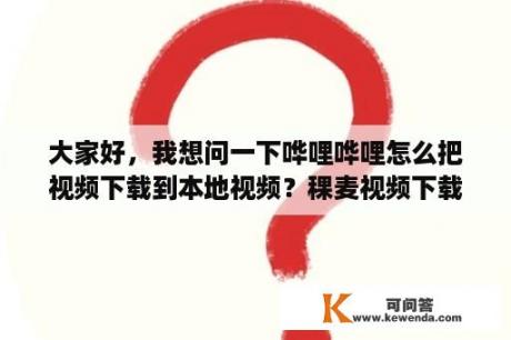 大家好，我想问一下哗哩哗哩怎么把视频下载到本地视频？稞麦视频下载