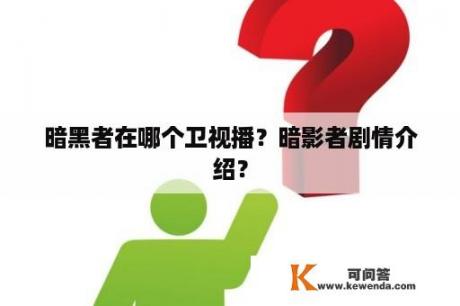 暗黑者在哪个卫视播？暗影者剧情介绍？