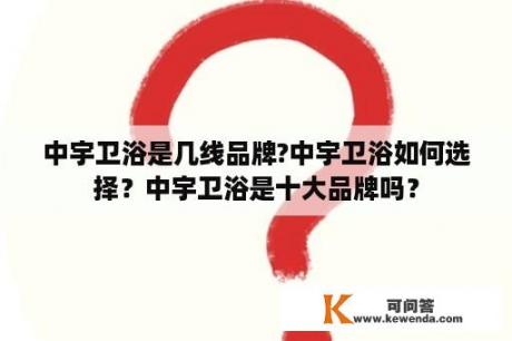 中宇卫浴是几线品牌?中宇卫浴如何选择？中宇卫浴是十大品牌吗？