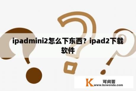 ipadmini2怎么下东西？ipad2下载软件