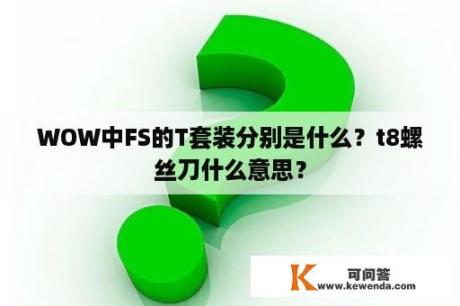 WOW中FS的T套装分别是什么？t8螺丝刀什么意思？