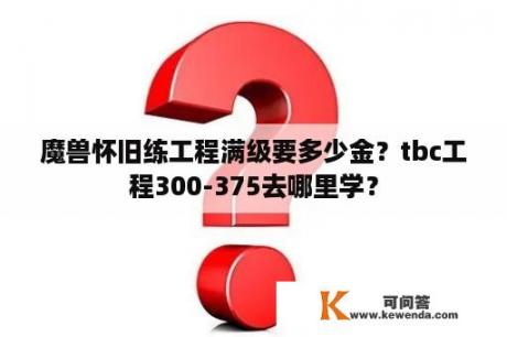 魔兽怀旧练工程满级要多少金？tbc工程300-375去哪里学？