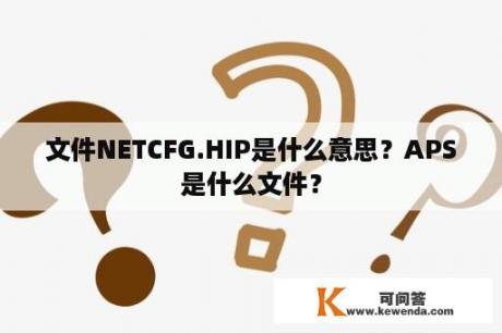 文件NETCFG.HIP是什么意思？APS是什么文件？