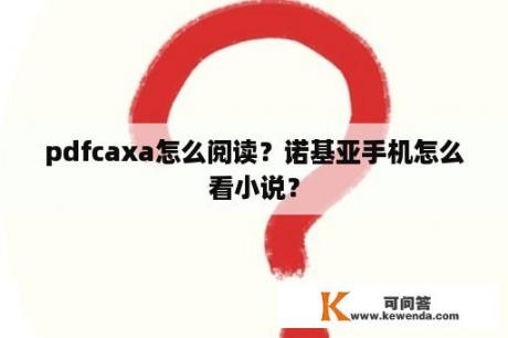 pdfcaxa怎么阅读？诺基亚手机怎么看小说？