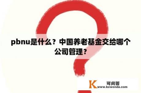 pbnu是什么？中国养老基金交给哪个公司管理？