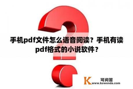 手机pdf文件怎么语音阅读？手机有读pdf格式的小说软件？