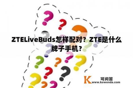 ZTELiveBuds怎样配对？ZTE是什么牌子手机？