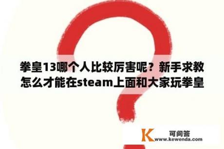 拳皇13哪个人比较厉害呢？新手求教怎么才能在steam上面和大家玩拳皇13？