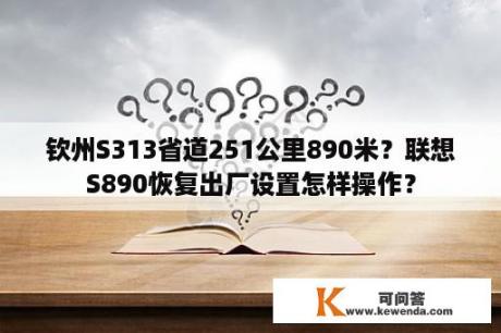 钦州S313省道251公里890米？联想S890恢复出厂设置怎样操作？