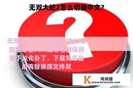 无双大蛇2怎么切换中文？