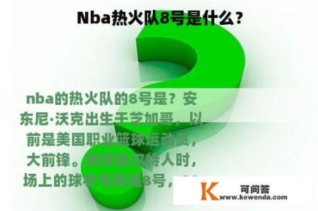 Nba热火队8号是什么？