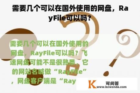 需要几个可以在国外使用的网盘，RayFile可以吗？