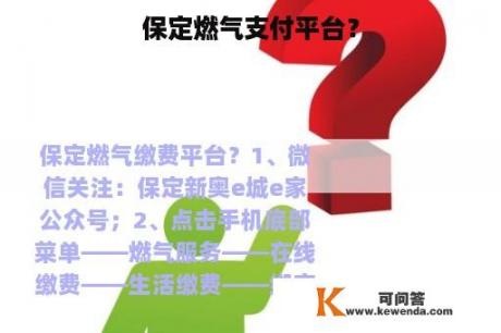 保定燃气支付平台？