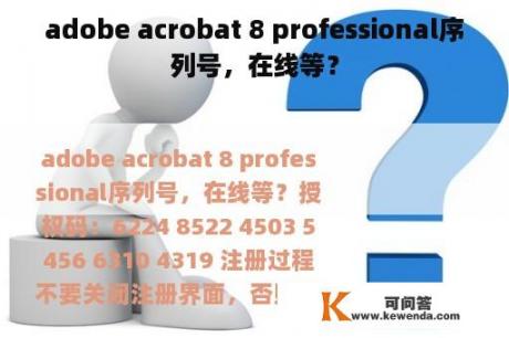 adobe acrobat 8 professional序列号，在线等？