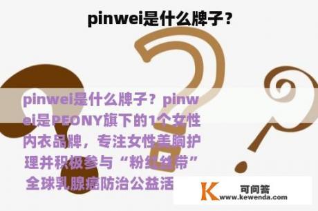 pinwei是什么牌子？