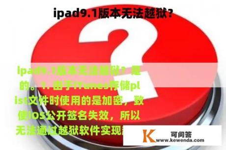 ipad9.1版本无法越狱？