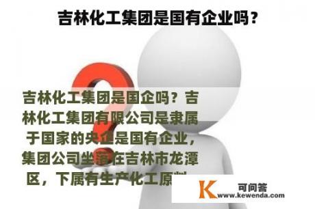 吉林化工集团是国有企业吗？