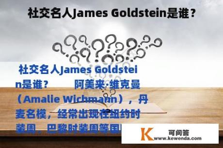 社交名人James Goldstein是谁？