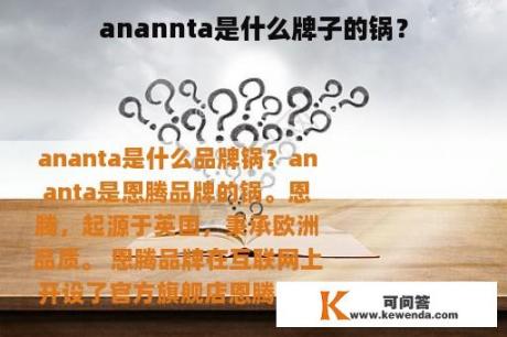 anannta是什么牌子的锅？