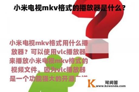 小米电视mkv格式的播放器是什么？