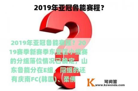 2019年亚冠鲁能赛程？