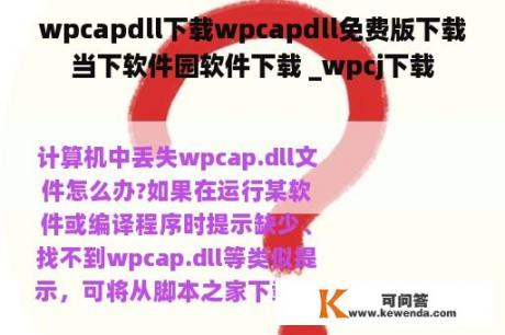 wpcapdll下载wpcapdll免费版下载当下软件园软件下载 _wpcj下载