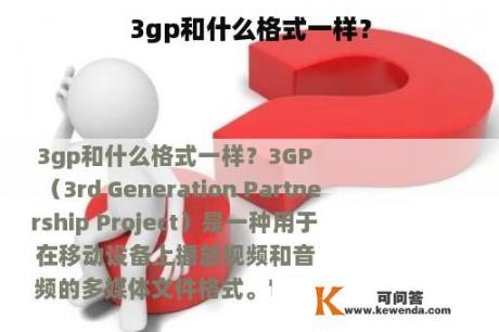 3gp和什么格式一样？