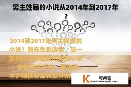 男主姓顾的小说从2014年到2017年？