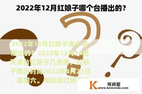 2022年12月红娘子哪个台播出的？