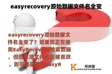 easyrecovery原始数据文件名全变？