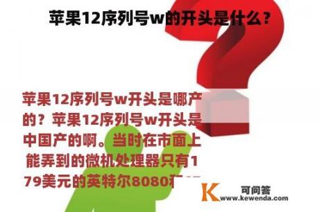 苹果12序列号w的开头是什么？